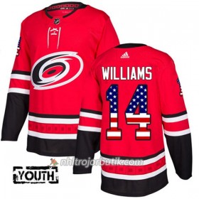 Barn Ishockey Carolina Hurricanes Tröja Justin Williams 14 Adidas 2017-2018 Röd USA Flag Fashion Authentic